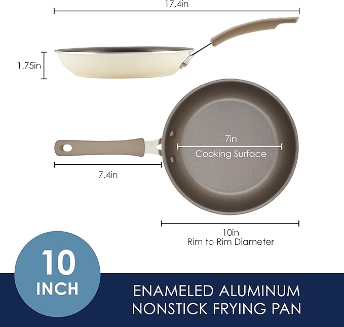 Rachael Ray Cook + Create Nonstick Frying Pan/Skillet, 10 Inch - Almond