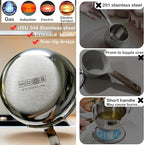5.1-Inch Mini Egg Pan, Sauce Pan Mini Skillet, 304 Stainless Steel Omelet Pan for Egg Frying Pan, Butter Warmer Small Pot Cooking with 11" Scraper,Blue