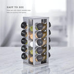 Kamenstein 20 Jar Heritage Revolving Countertop Spice Rack Organizer with Spices Included, FREE Spice Refills for 5 years, Brushed Stainless Steel with Black Caps