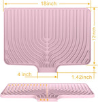 Silicone Drying Mat for Kitchen Counter , Dish Drying Rack Matt with Built in Drain, 18 Inch Dry Mats for Dishes Drying Pad for Kitchen Counter (18×12inch, pink)