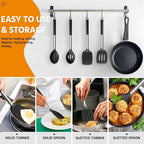 E-far Cooking Utensils Set of 4, Silicone Kitchen Utensils for Non-stick Cookware, Heat Resistant & Non-toxic Slotted Spatula Solid Spoon Turner for Flipping Mixing Serving Basting(Black)