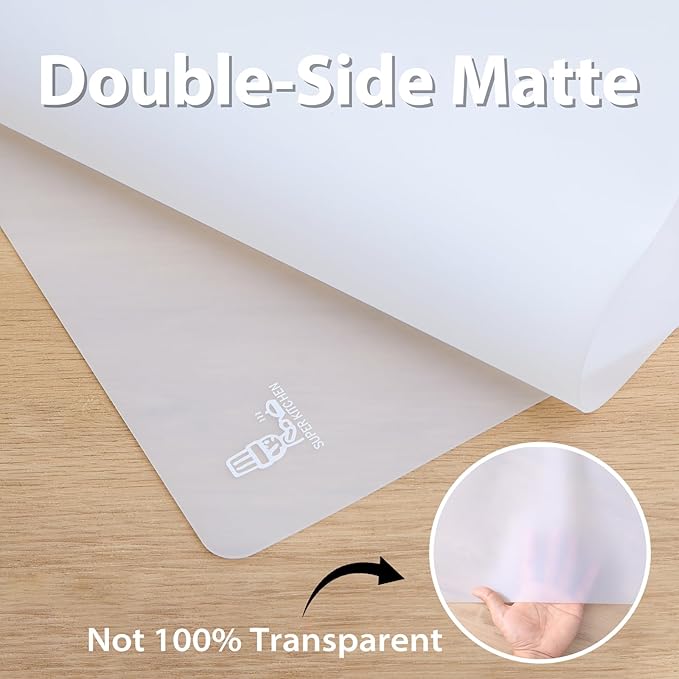 Thick Silicone Counter Mat Large 23.4"by15.6", Heat Resistant Mat for Kitchen Table/Countertop Protector/Non Stick Pastry Baking Placemats, Silicone Pad for Crafts Kids, Super Kitchen Clear