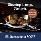 LEGEND COOKWARE 5-Ply Stainless Steel 8-Inch Frying Pan - Induction Compatible, Oven Safe 800°F - Non-Toxic, No Coatings - Even Heating, Won't Warp - Built to Last Generations