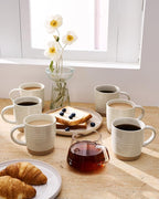 famiware Coffee Mugs Set of 6, 13 oz Mug Set, Ceramic Cup Set with Handle for Coffee, Tea, Cocoa, Milk, Constellation Series, Beige