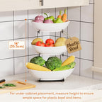 Lifewit Plastic Fruit Bowl for Kitchen Counter, 3 Tier Fruit Basket with Black Metal Stand, Tiered Fruit Holder for Countertop Serving Tray for Vegetable/Dessert in Party 28 x 21 x 35cm/11 x 8.4 x 14