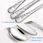 Skull Pattern Silverware Set for 8,OIULO 40-Piece Pirate Pirate Rose Flatware set,Skeleton Flower Bat Butterfly Unique Design,Mirror Polished Gothic tableware Knive Fork Spoon Halloween Party Gift