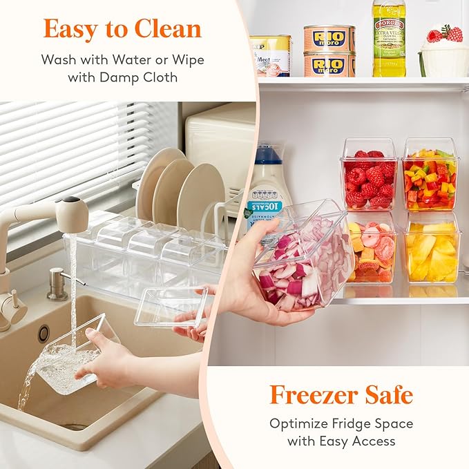 Lifewit 4 Pcs Ice Chilled Condiment Caddy with 5x 20 oz Containers, Condiment Server with Separate Lid, Serving Tray Platter with Removable Dishes for Bar, Fruit, Salad, Taco, Party Garnish
