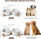 Dog Bowls Set with Wood Stand, 1.7-Cup Ceramic Puppy Bowls for Small Dogs,Weighted Food Water Bowl Set for Dog and Cat