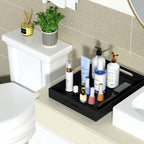 NIUBEE Black Serving Tray 12x16 Inches - Spill-Proof Acrylic Organizer with Handles for Coffee Table, Ottoman & Countertop | Decorative Tray for Breakfast in Bed, Drink Serving & Home Organization