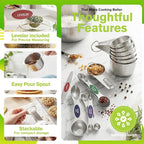 Measuring Cups and Spoons Set, 304 Stainless Steel Measuring Cups Set of 7,8 Magnetic Stainless Steel Measuring Spoons & 1 Leveler for for Measure Dry and Liquid Ingredients