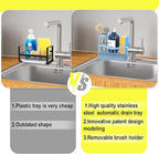 Fssvcd Maifan Sink Caddy Sponge Holder for Kitchen with Brush Holder and Stainless Steel Self Drain Tray, Rustproof Kitchen Sink Organizer for Sponge, Soap Dispenser Storage Accessories