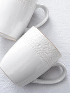 famiware Coffee Mugs Sets for 4, 12 oz Mug Set, Coffee Cups with Handle for Coffee, Tea, Cocoa and Milk, Microwave and Dishwasher Safe, White Floral