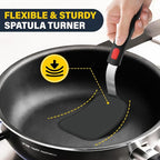 3 Pcs Silicone Spatula Set, Heat Resistant Solid & Slotted Turner for Non-Stick Pans, Silicone Cooking Utensils Set, BPA-Free, Flexible Spatula Turner for Flipping Eggs, Burgers, Pancakes, Black