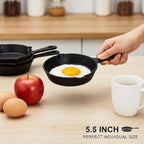 Hiceeden 4 Pack Small Cast Iron Skillet, 5-1/2 Inch Frying Pans with Double Drip-Spouts for Stove, Oven, Grill Safe, Indoor and Outdoor Use, Non-stick