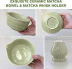 Matcha Whisk Set, 8pcs Japanese Ceremonial Matcha Kit include Mixing Bowl with Spout, Bamboo Whisk and Holder, Bamboo Matcha Scoop and Spoon for Matcha Tea Lovers