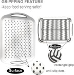 Larger Nonslip Food Serving Tray, 17.9'' x 12'' Grippy Handles Surface Bottom Design, Perfect Trays for Eating, Lap, TV, Couch, White, Set of 2