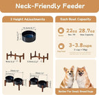 Havniva Ceramic 6.1inch Raised Double Dog Bowls Set with Acacia Wood Stand, 2 Heights Elevated, Food & Water Bowls for Small Dogs(28.2oz, Starry Sky)