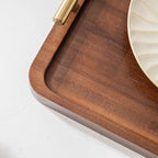 XZHXFX Bamboo Serving Tray with Gold Handles, Food Tray for Breakfast,Coffee Table,Dinner & Bar, Decorative Tray for Kitchen, Bedroom (Large)