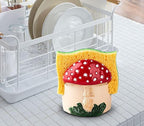 dgudgu Mushroom Kitchen Sponge Holder Red Ceramic Sponge Holder For Kitchen Sink Dish Caddy Decor For Sink Accessories