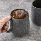 Hasense Dark Grey Coffee Mugs Set of 4, 12oz Ceramic Coffee Cups, Latte Mug with Large Handle for Coffee, Tea, Milk and Hot Cocoa,Easy Hold & Clean, Dishwasher & Microwave Safe