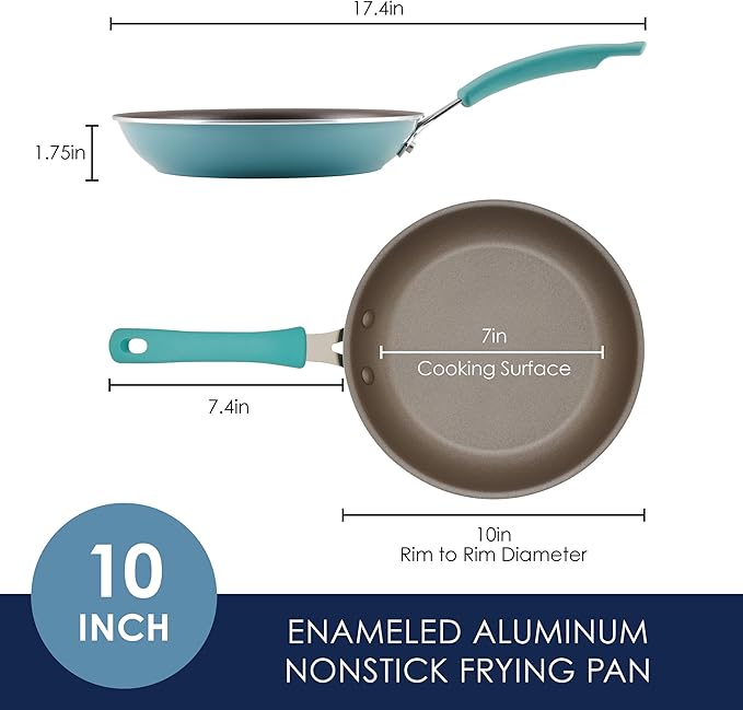 Rachael Ray Cook + Create Nonstick Frying Pan/Skillet, 10 Inch, Agave Blue