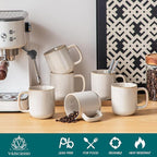 vancasso Coffee Mugs Set of 6, 12 Oz Ceramic Coffee Cups with Handle, Ceramic Unique Glaze Coffee Cup for Cappuccino, Latte, Tea, Cocoa, Dishwasher & Microwave Safe Gift Sets, Beige, Series PLAYA