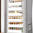 Magnetic Spice Rack Organizer for Fridge Seasoning Organizer for Kitchen storage with Screw Magnetic Shelf with Hook for Refrigerator and Oven (6pack-White)