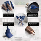 COOK WITH COLOR Silicone Cooking Utensils, Kitchen Utensil Set, Easy to Clean Silicone Kitchen Utensils, Cooking Utensils for Nonstick Cookware, Kitchen Gadgets Set, Mini, Navy