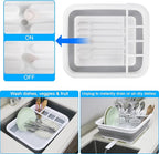 Collapsible Dish Drying Rack with Drain Plug Tube, Portable Dish Drainers for Kitchen Counter, Folding Dish Rack Over Sink Drying Dinnerware,Kitchen Sink Organizer Travel Trailer RV Camping Essentials