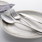 40 Piece Silverware Set, LIANYU Flatware Cutlery Set for 8, Include Knife Fork Spoon, Fancy Satin Finish Eating Utensils Tableware for Home Restaurant Party, Matte Finish, Dishwasher Safe
