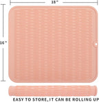 MicoYang Silicone Dish Drying Mat for Multiple Usage,Easy clean,Eco-friendly,Heat-resistant Silicone Mat for Kitchen Counter or Sink,Refrigerator or Drawer Liner Pink XL 18 inches x 16 inches