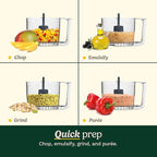 Cuisinart Mini-Prep Plus Food Processor, 24-Ounce Mini Food Processor to Chop Herbs, Vegetables, and Hard Cheese, 24-Ounce Work Bowl, Reversible Stainless Steel Blade, DLC-2A, White