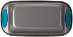 Rachael Ray Yum-o! Bakeware Oven Lovin' Nonstick Loaf Pan, 9-Inch by 5-Inch Steel Pan, Gray with Marine Blue Handles