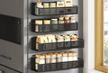 SONGMICS Strong Magnetic Spice Rack for Refrigerator, Set of 4, 2 Large and 2 Small Kichen Magnetic Shelves for Microwave, Washing Machine, Spice Organizers, No Drilling Needed, Ink Black UKCS061B01