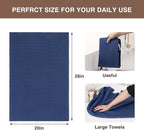 Homaxy 100% Cotton Waffle Weave Kitchen Dish Towels, Ultra Soft Absorbent Quick Drying Cleaning Towel, 20x28 Inches, 8-Pack, Navy Blue