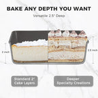 HONGBAKE Deep Baking Pans Set for Oven, Nonstick Rectangle Sheet Cake Baking Pans, 13/11/9 Inch Rectangular Oven Tray for Cooking Brownie Lasagna, Stackable Multi-Depth Bakeware, Black