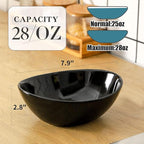 HASENSE 4Pcs Serving Bowls & Salad Bowls Set – 28oz Ceramic Mixing Bowls, Microwave & Dishwasher Safe, Stackable for Space-Saving – Ideal for Pasta, Fruit, Side Dishes, Soup, Black