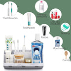 GFWARE Marble Bathroom Countertop Organizer - Detachable 7 Slots Kids Electric Toothbrush and Toothpaste Holde Drainage for Bathroom Accessories Organization Counter Vanity Storage, Grey