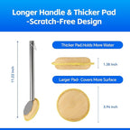 Kitchen Cleaning Brush with Handle, Non-Scratch Preserve Seasoning for Wok, Cast Iron Skillet, Pans, Oven Racks, Air Fryer, Jars - Stainless Steel Handle