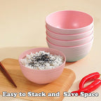 Unbreakable Wheat Straw Cereal Bowls Set of 4, 24 OZ Microwave and Dishwasher Safe Lightweight Soup and Salad Bowl Sets, Reusable Dessert Bowls for Rice, Pasta, Snack, Fruit, BPA Free (Pink)