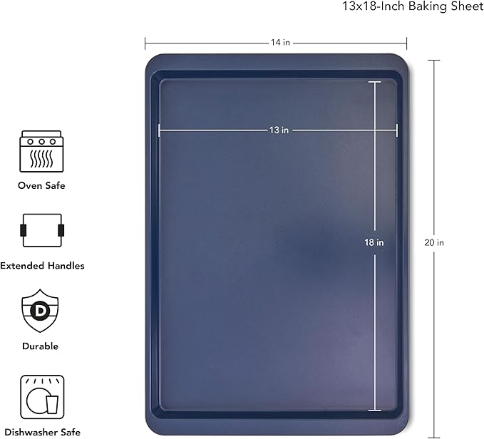 KitchenAid 13x18in Nonstick Aluminized Steel Baking Sheet, Ink Blue