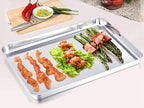 TeamFar Toaster Oven Pan, Stainless Steel Toaster Oven Tray Quarter Sheet Pan, 12.4’’x 9.7’’x1’’, Non Toxic & Healthy, Rust Free & Mirror Finish, Easy Clean & Dishwasher Safe