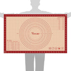 Extra Large Silicone Pastry Mat for Counter Rolling Dough,26x16 Inch,0.75mm Thick,Non Slip Silicone Baking Mat with Measurement(26 x 16 In,Red)