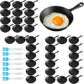 Remerry 70 Sets 4 Inches Cast Iron Skillets Mini Black Iron Nonstick Frying Pan Small Sizzling Plate Egg Pan Cast Pot Bundle with Oil Brush for Indoor and Outdoor Restaurant Kitchen