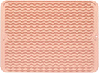 MicoYang Silicone Dish Drying Mat for Multiple Usage,Easy clean,Eco-friendly,Heat-resistant Silicone Mat for Kitchen Counter or Sink,Refrigerator or drawer liner Pink L 16 inches x 12 inches