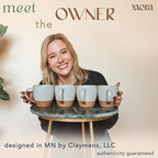 Mora Ceramic Large Latte Mug Set of 4, 16oz - Microwavable, Porcelain Coffee Cups With Big Handle - Modern, Boho, Unique Style For Any Kitchen. Microwave Safe Stoneware - Earl Grey