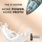 Zulay Kitchen Powerful Milk Frother Wand With 4 AA Duracell Batteries - Ultra Fast Handheld Drink Mixer - Electric Whisk Foam Maker for Coffee, Lattes, Cappuccino, Matcha & Creamer