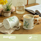 Artistic Lavender pattern Ceramic Coffee Mug - 16oz, Hand-Painted, Microwave heating and dishwasher cleaning available, Ideal for Daily Brews