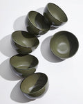 Pokini 5.3" Cereal Bowls & Dessert Bowls Set of 6-20 Oz Small Bowls for Kitchen-Ceramic Bowl for Cereal, Soup, Oatmeal, Salad, Ramen, Noodle, Rice, Yogurt-Dishwasher & Microwave Safe, Blackish Green