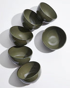 Pokini 5.3" Cereal Bowls & Dessert Bowls Set of 6-20 Oz Small Bowls for Kitchen-Ceramic Bowl for Cereal, Soup, Oatmeal, Salad, Ramen, Noodle, Rice, Yogurt-Dishwasher & Microwave Safe, Blackish Green